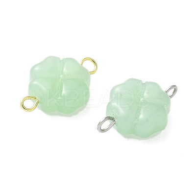2Pcs 2 Colors Spray Painted Glass Imitation Jade Connector Charms PALLOY-JF03525-01-1