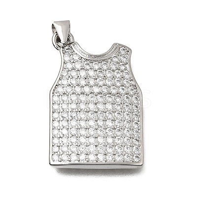 Brass Micro Pave Clear Cubic Zirconia Pendants CU-CBA108A-10P-1