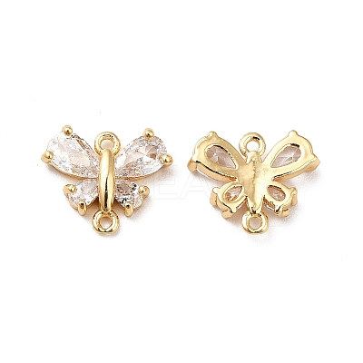 Brass Clear Cubic Zirconia Connector Charms KK-M233-53G-1