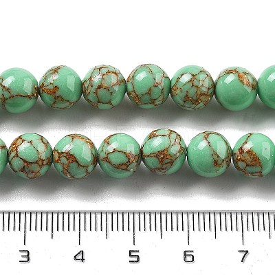 Synthetic Gold Line Turquoise Beads Strands G-A255-A03-01B-1