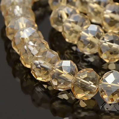 Pearl Luster Plated Faceted Rondelle Electroplate Glass Beads Strands GLAA-A024F-PL01-1