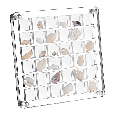 36 Grids Acrylic Shell Storage Box with Lid ODIS-WH0061-46-1