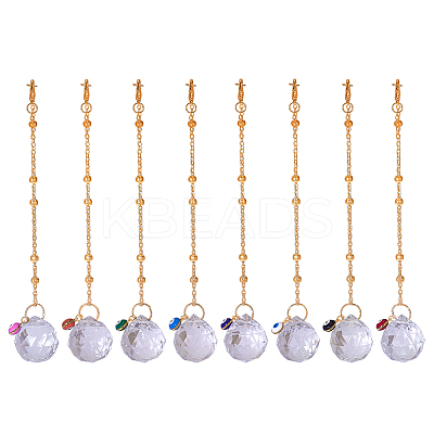 Evil Eye & Clear Teardrop Glass Car Pendant Decoration HJEW-AB00164-1