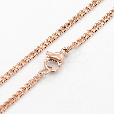 Unisex Casual Style 304 Stainless Steel Curb Chain Necklaces STAS-O037-54RG-1