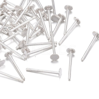 925 Sterling Silver Flat Pad Stud Earring Findings STER-K167-045B-S-1