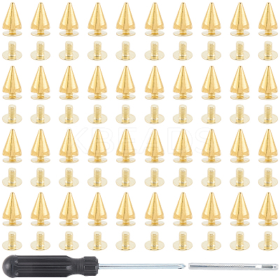 100 Bags Alloy Spiked Cone Rivets for Bag Decoration FIND-CL0002-06G-1