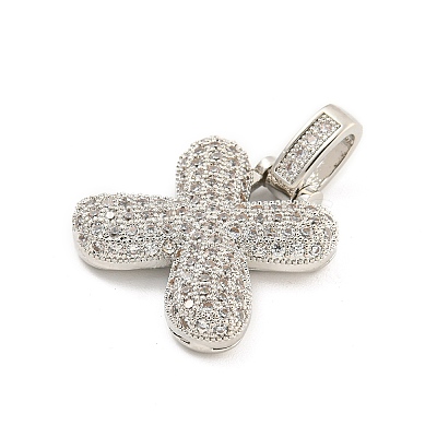 Brass Micro Pave Clear Cubic Zirconia Pendants KK-B099-01P-X-1