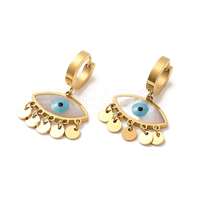 Ion Plating(IP) 304 Stainless Steel Eye Dangle Hoop Earrings STAS-D089-15G-1