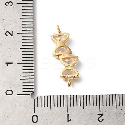 Brass Pave Clear Glass Connector Charms KK-C062-080G-1