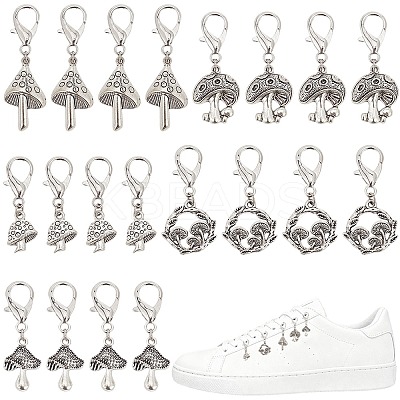 24Pcs 6 Styles Mushroom Alloy Shoe Charms HJEW-CP00026-1