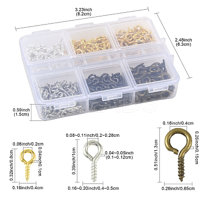 480Pcs 16 Styles Iron Screw Eye Pin Peg Bails IFIN-FS0001-62-1
