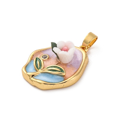 Brass Enamel Pendants KK-S502-02G-1