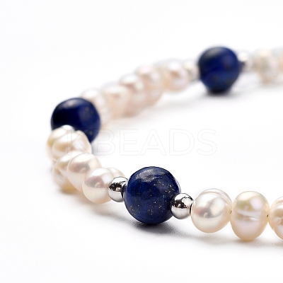 Natural Lapis Lazuli(Dyed) Beaded Bracelets BJEW-JB05313-03-1