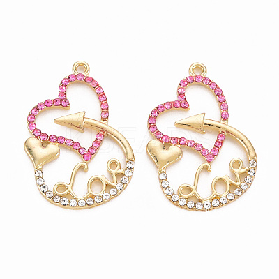 Rack Plating Alloy Rhinestone Pendants PALLOY-Q433-014LG-RS-1