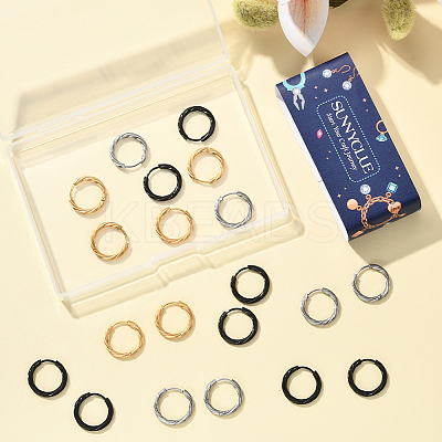 18Pcs 3 Colors 303 Stainless Steel Twist Hoop Earrings for Women EJEW-SC0001-81B-1