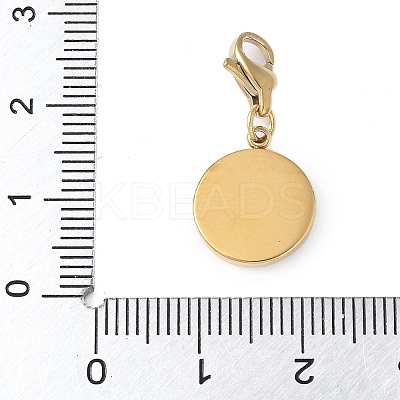 304 Stainless Steel Flat Round with Moon Pendant Decoration STAS-S165-11G-1