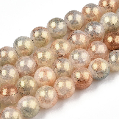 Baking Paint Crackle Glass Bead Strands DGLA-R053-05N-1