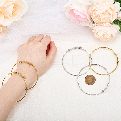 10Pcs 2 Colors Adjustable 304 Stainless Steel Wire Cuff Bangle Making MAK-BBC0001-14-1