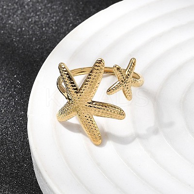 5Pcs 304 Stainless Steel Open Cuff Rings for Women RJEW-K313-10G-1
