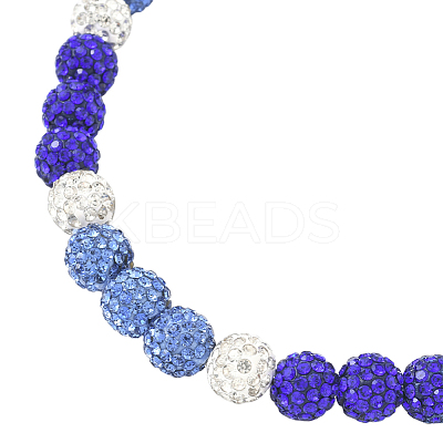 1Pc Polymer Clay Rhinestone Round Beaded Stretch Necklaces NJEW-SP0001-14A-1