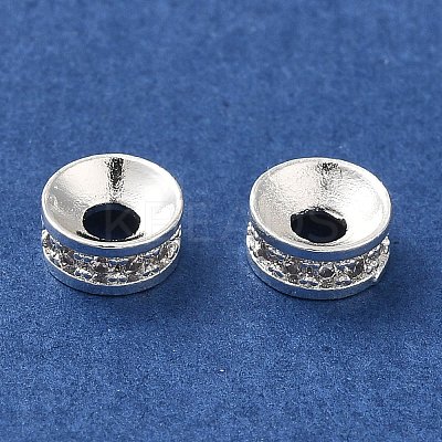 Rack Plating Brass Pave Clear Cubic Zirconia Spacer Beads KK-M285-15S-1