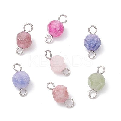 Natural Colorful Tourmaline Dice Connector Charms PALLOY-JF04323-01-1