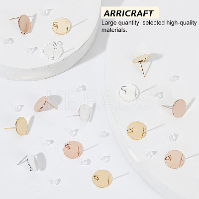 24Pcs 3 Color 201 Stainless Steel Stud Earring Findings KK-AR0002-67-1