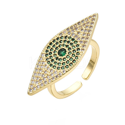Cubic Zirconia Horse Eye Open Cuff Ring RJEW-N037-014B-1