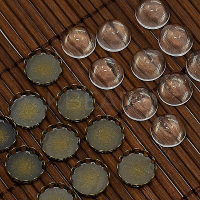 9.5~10mm Clear Domed Glass Cabochon Cover for Flat Round DIY Photo Brass Cabochon Making DIY-X0103-AB-NR-1