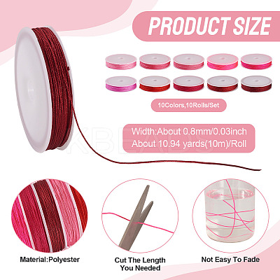 10Pcs 10 Colors Polyester Cord OCOR-TAC0040-01B-1