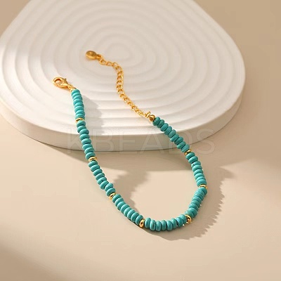 Bohemian Style Synthetic Turquoise Rondelle Beaded Bracelets for Women NJ4961-1
