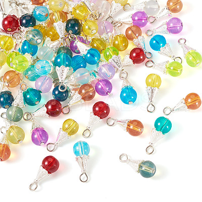 90Pcs 15 Styles Alloy Glass Pendants PALLOY-TA00166-1