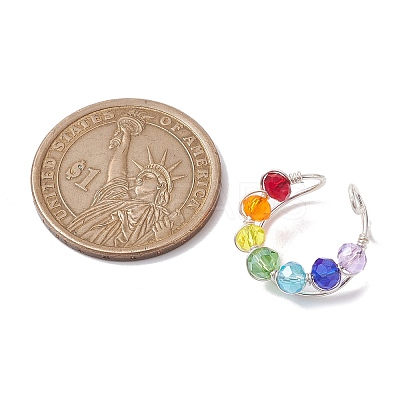 Colorful Glass Cuff Earrings EJEW-JE05699-01-1