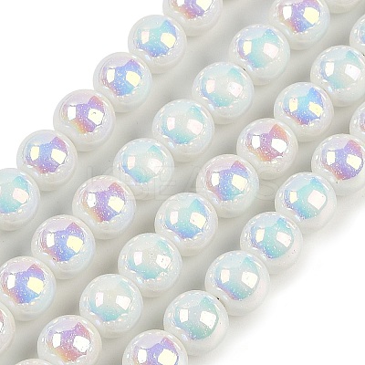 Baking Paint Electroplate Glass Beads Strands GLAA-G120-01A-1