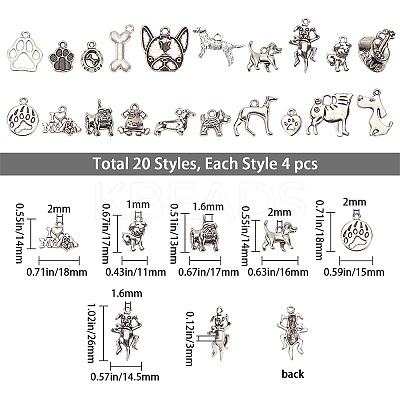 Tibetan Style Alloy Puppy Pendants TIBEP-SC0001-66AS-1