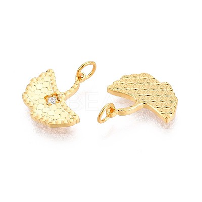 925 Sterling Silver Micro Pave Clear Cubic Zirconia Textured Leaf Charms STER-T008-52G-1