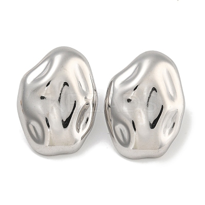 304 Stainless Steel Oval Stud Earrings for Women EJEW-U022-04P-1