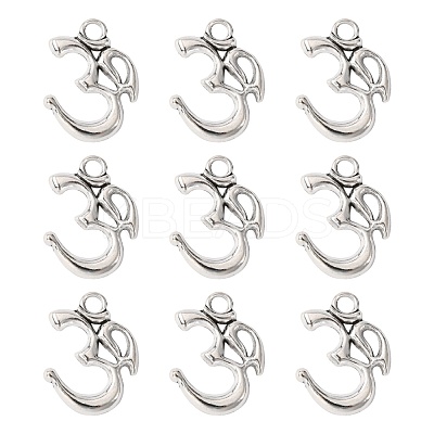 Yoga Theme Tibetan Style Alloy OM Pendants TIBEP-3555-AS-LF-1