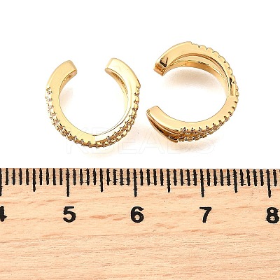 Brass Micro Pave Clear Cubic Zirconia Cuff Earrings EJEW-F370-26G-1