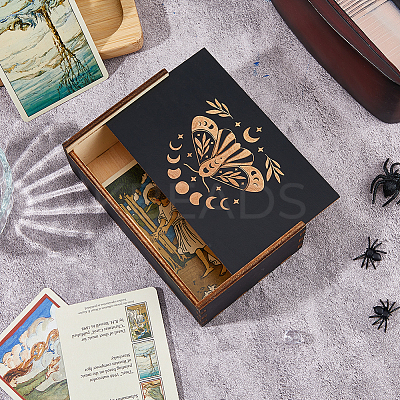 Pentagram Engraved Wooden Tarot Storage Boxes CON-WH0089-144B-1