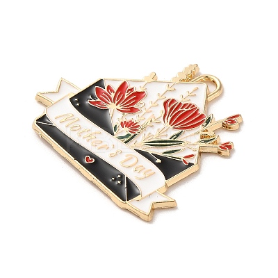 Mother's Day Alloy Enamel Pendants ENAM-R147-08E-G-1