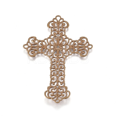 Brass Filigree Joiners Links KK-G368-02AB-1
