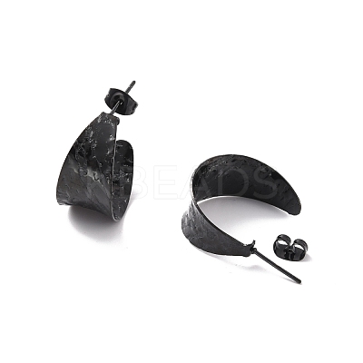 Ion Plating(IP) 304 Stainless Steel Chunky C-shape Stud Earrings EJEW-P198-08EB-1