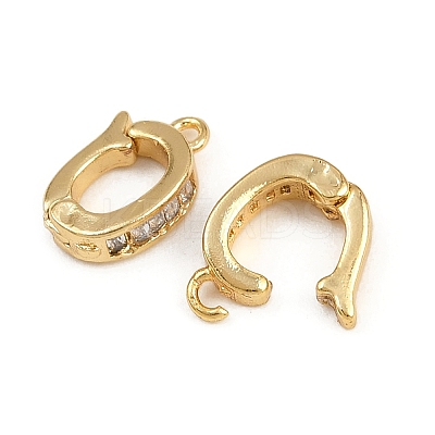 Oval Brass Micro Pave Clear Cubic Zirconia Fold Over Clasps KK-A269-42G-1