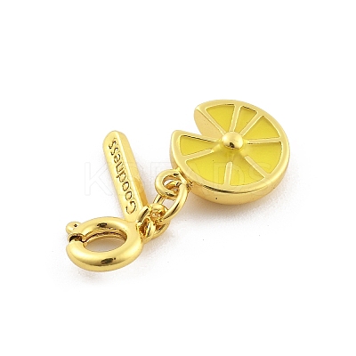 Brass Enamel Fruits Pendant Decoration HJEW-P020-01C-G-1