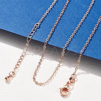 Brass Cable Chain Necklaces for Women NJEW-D302-48RG-1