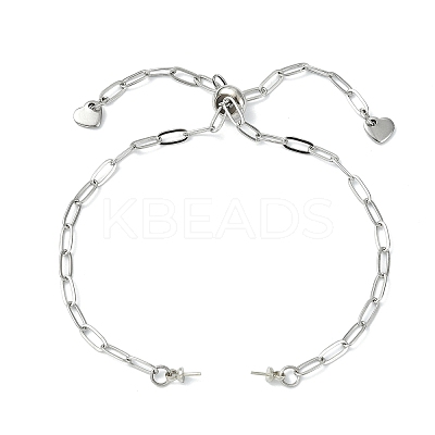 Adjustable 304 Stainless Steel Paperclip Chain Slider Bracelet Making AJEW-JB01623-01-1