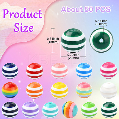 Opaque Striped Resin Beads RESI-CJC0021-16-1