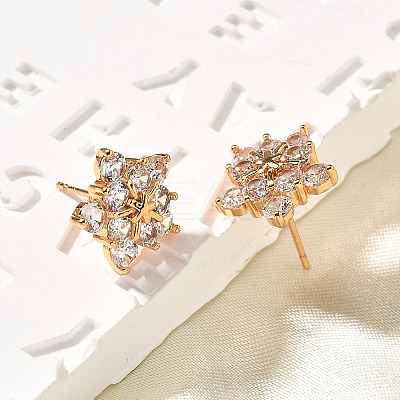 Brass Micro Pave Cubic Zirconia Stud Earrings EJEW-R018-10G-01-1