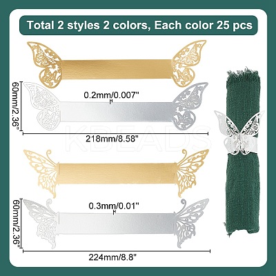 100Pcs 4 Styles Metallic Paper Napkin Rings AJEW-GO0002-04-1